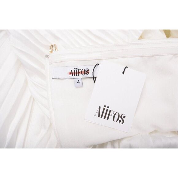 Aiifos Womans Evie Dress Cut Out Sz 4 White Accordion Pleated Handkerchief NWT - Picture 8 of 8